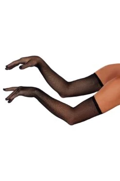 Dreamgirl Long Black Fishnet Gloves Adult