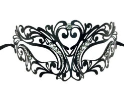 Laser Cut Metal Half Mask With Clear Jewels