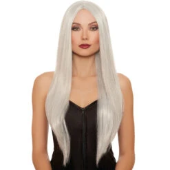 Dreamgirl Extra-Long Straight Grey Wig