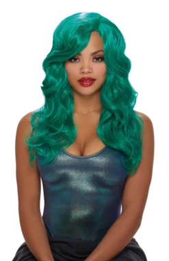 Dreamgirl Long Wavy Green Wig