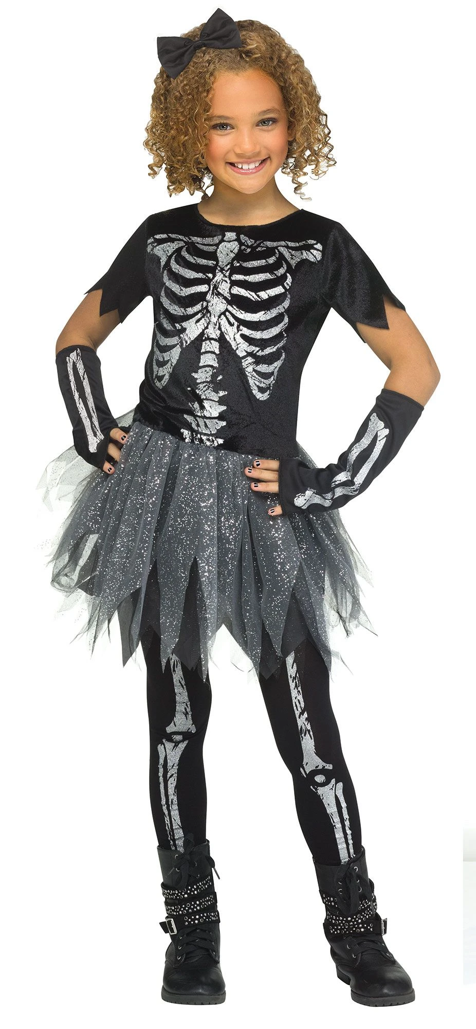 Fun World Silver Skele-Girl Child Costume 1 Fun World Silver Skele-Girl Child Costume
