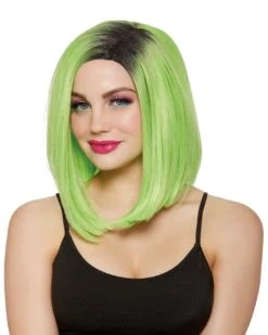 Dreamgirl Neon Green Dip Dye Blunt Lob Wig