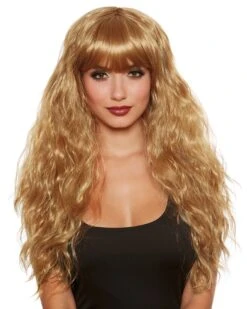 Dreamgirl Long Relaxed Honey Brown Beach Wave Wig