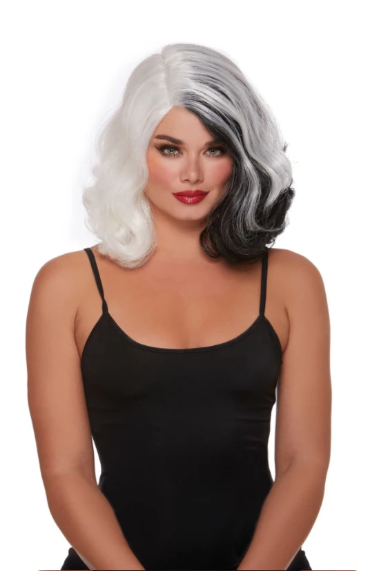 Dreamgirl Split Black/White Glam Wig 1 Dreamgirl Split Black/White Glam Wig