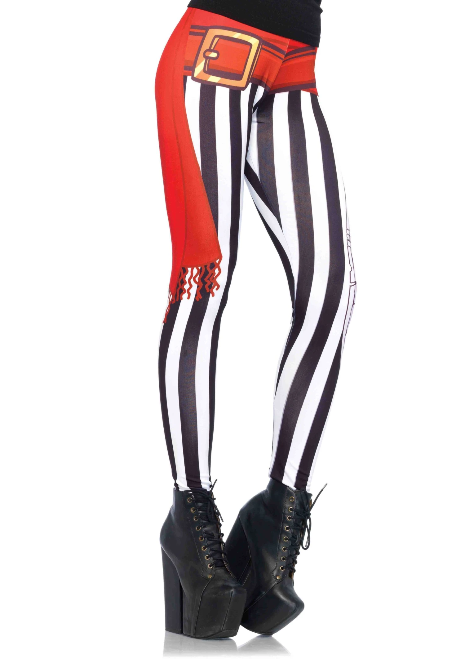 LEG AVENUE Swashbuckler Stripy Print Leggings W/Sash & Sword Detail 1 LEG AVENUE Swashbuckler Stripy Print Leggings W/Sash & Sword Detail