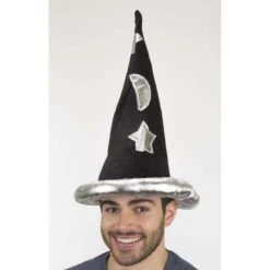 Hat - Deluxe Wizard Black & Silver