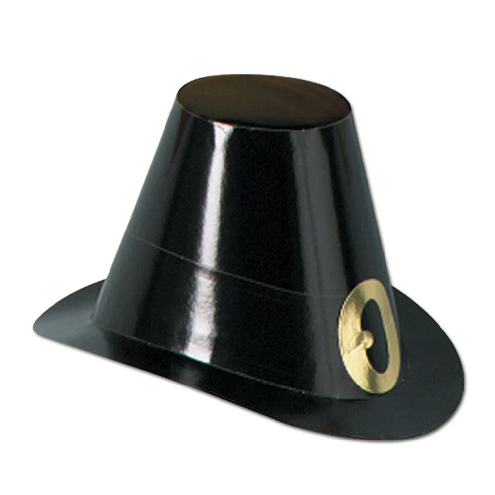 Black Pilgrim Hat With Gold Buckle 1 Black Pilgrim Hat With Gold Buckle