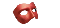 Metallic Red Rounded Harlequin Half Mask