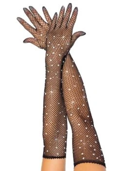 LEG AVENUE Rhinestone Fishnet Opera Gloves