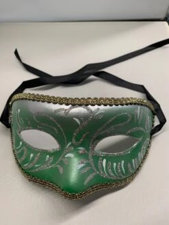 Light Green & Silver Masquerade Half Mask