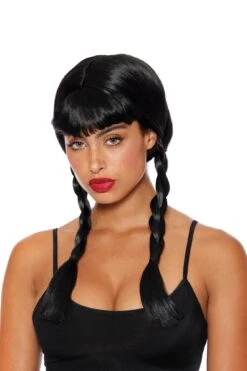 Dreamgirl Black Braided Wig With Bangs