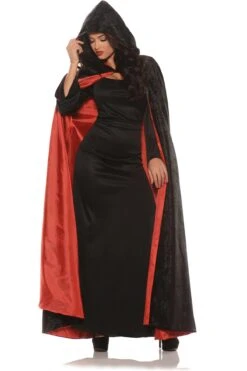 Hooded Velvet Cape With Red Lining