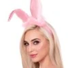 LEG AVENUE Bendable Satin Bunny Ears With Maribo Feather Trim - Pink