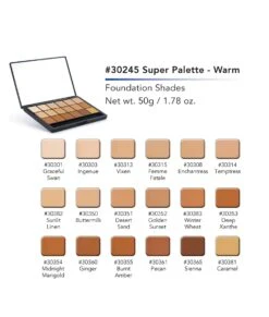 Super High-Definition Creme Palette -Caufields Store 30245 Super Palette Warm Color Chart web min