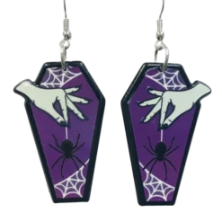 Spiderweb Coffin Acrylic Earrings