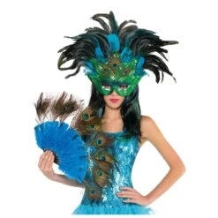 AMSCAN Peacock Feather Mask And Fan Accessory Kit