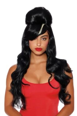 Dreamgirl Black Extra Long With Pompadour Wig