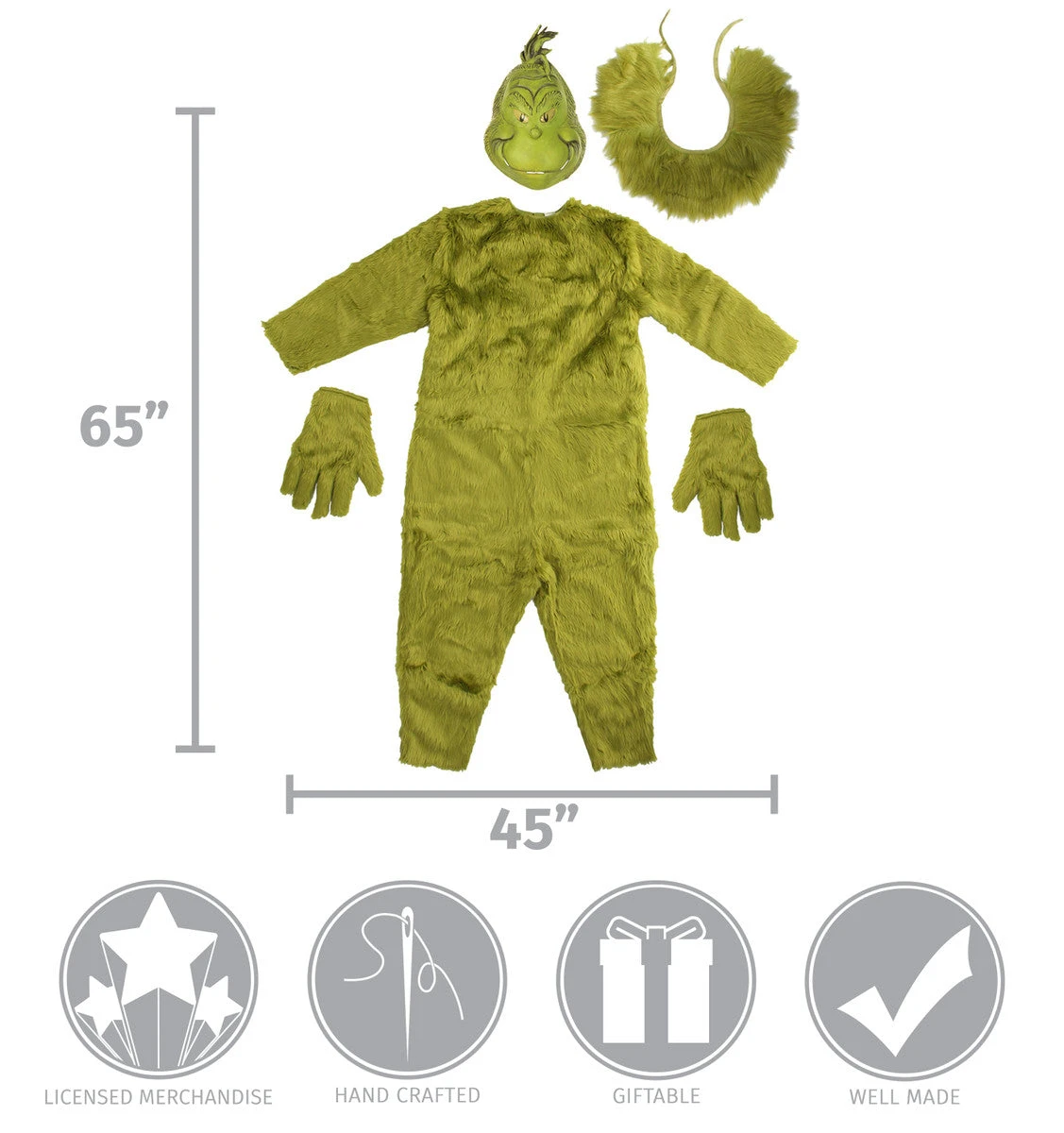 Dr. Seuss' The Grinch - Deluxe Jumpsuit Adult Costume 6 Dr. Seuss' The Grinch - Deluxe Jumpsuit Adult Costume - Image 6