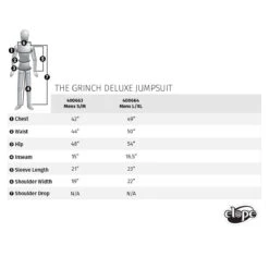 Dr. Seuss' The Grinch - Deluxe Jumpsuit Adult Costume 13 Dr. Seuss' The Grinch - Deluxe Jumpsuit Adult Costume -Caufields Store 400663 41 SIZECHART