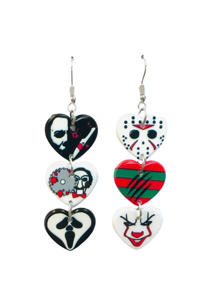 Horror Hearts Acrylic Earrings 1 Horror Hearts Acrylic Earrings