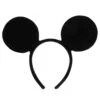 Flocked Black Mouse Ears On Headband