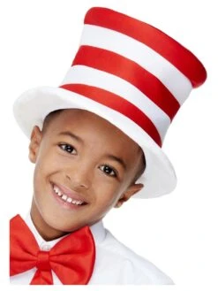 Hat - Red And White Striped Top Hat Child