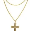 FUNNY FASHION Gold Metal Cross Necklace
