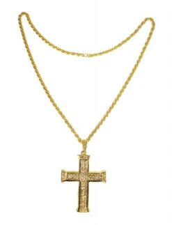 FUNNY FASHION Gold Metal Cross Necklace