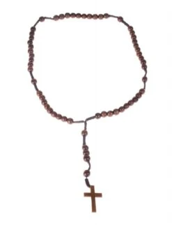 FUNNY FASHION Wooden Rosary W/Cross