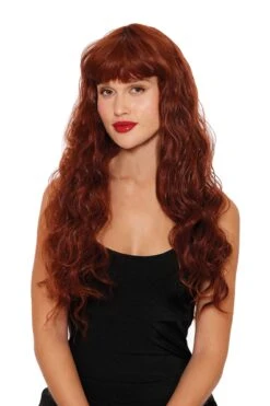 Dreamgirl Long Auburn Wavy Wig With Bangs