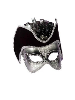 Forum Novelties Venetian Mask - Silver Cocktail W/Hat