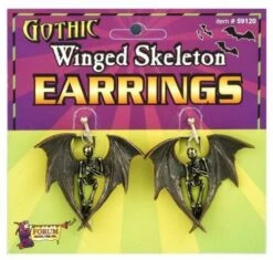 Forum Novelties Winged Skeleton Earrings
