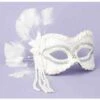 Forum Novelties Venetian Mask - White With Silver Accents Feathers Colombino