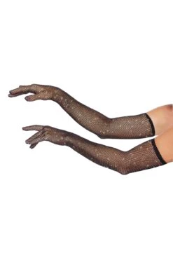 Dreamgirl Lurex Opera Length Glove Black Adult