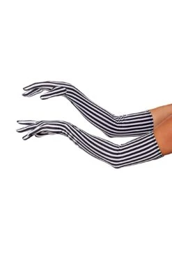 Dreamgirl Black And White Striped Gloves Adult