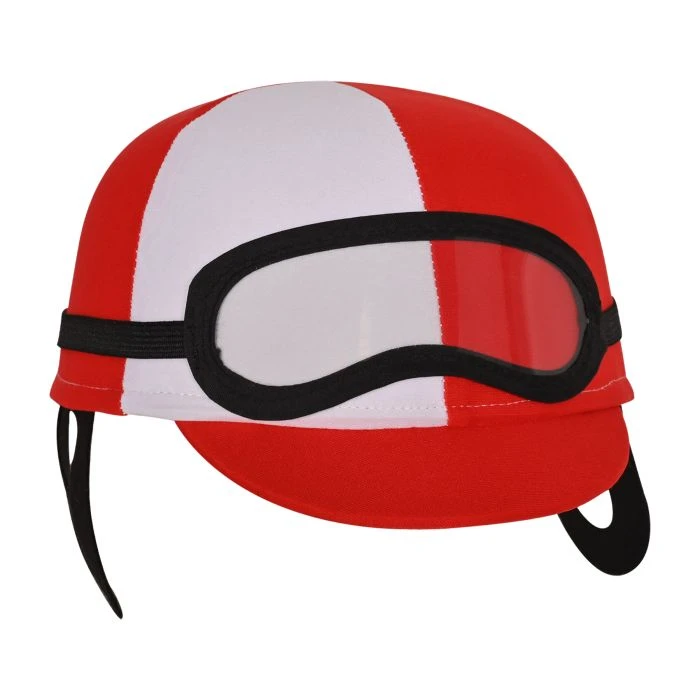 Two-Toned Fabric Jockey Cap - Red And White 2 Two-Toned Fabric Jockey Cap - Red And White - Image 2
