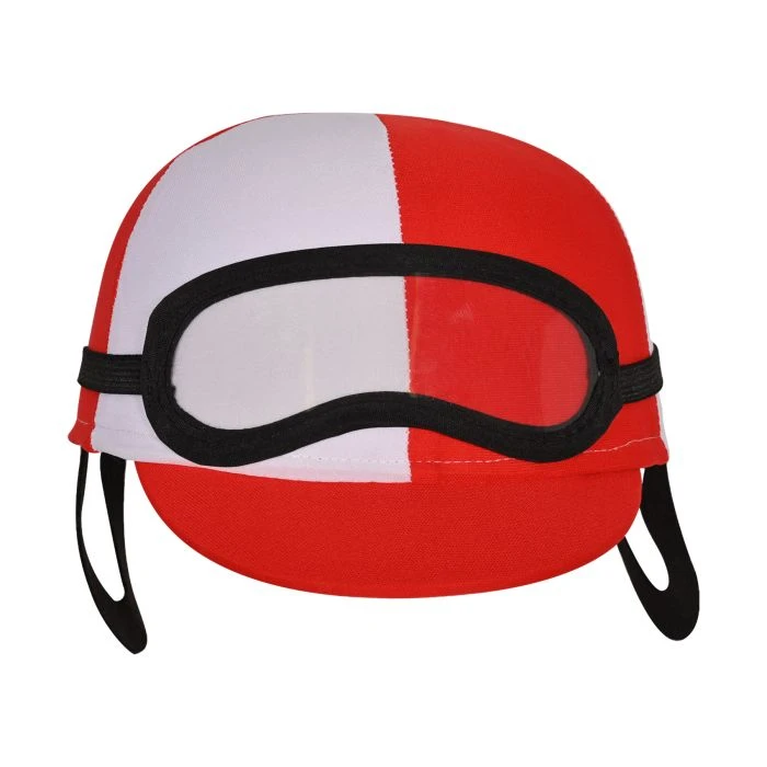 Two-Toned Fabric Jockey Cap - Red And White 1 Two-Toned Fabric Jockey Cap - Red And White