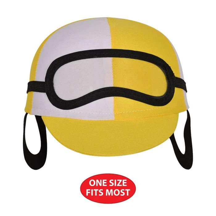 Two-Toned Fabric Jockey Cap - Yellow & White 4 Two-Toned Fabric Jockey Cap - Yellow & White - Image 4