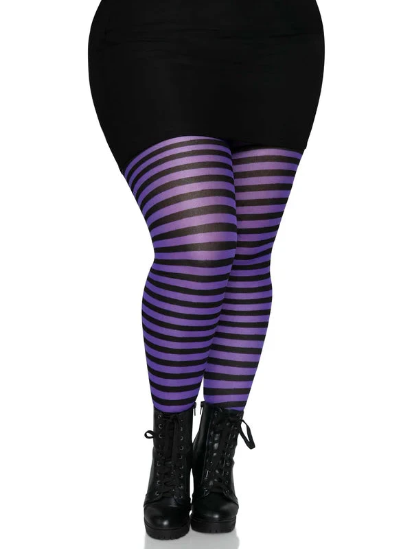 LEG AVENUE Black And Purple Stockings - Plus Size 1 LEG AVENUE Black And Purple Stockings - Plus Size