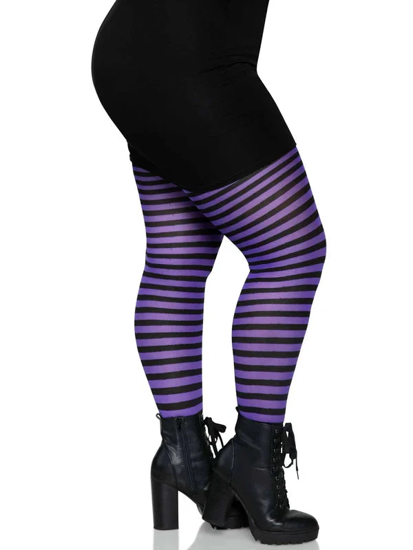 LEG AVENUE Black And Purple Stockings - Plus Size 2 LEG AVENUE Black And Purple Stockings - Plus Size - Image 2