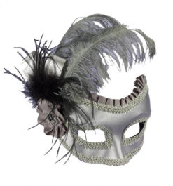 Forum Novelties Venetian Mask - Grey With Feathers