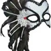 Forum Novelties Venetian Mask - White W/Feathers Colombina
