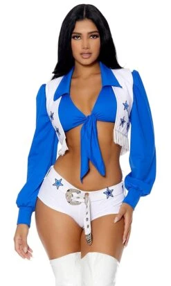 Forplay Cheerleader Field Star Costume - Adult Blue & White