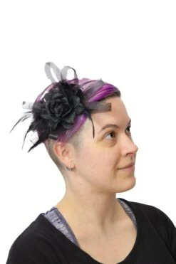 Feather & Flower Head Clip - Black