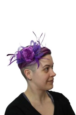 Feather & Flower Head Clip - Purple