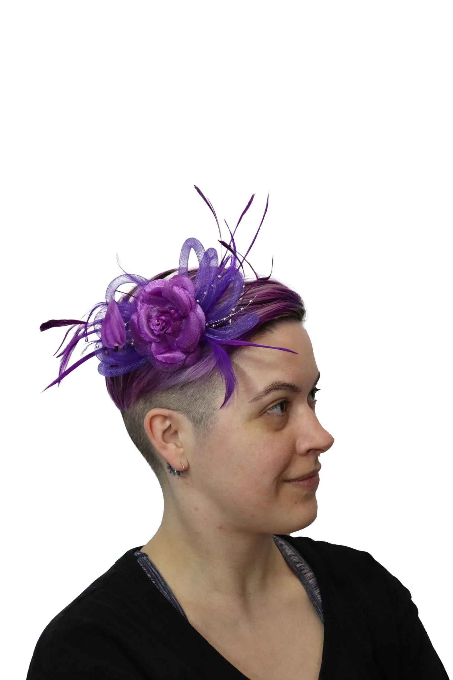 Feather & Flower Head Clip - Purple 1 Feather & Flower Head Clip - Purple
