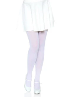 LEG AVENUE Nylon Women's Standard Solid Tights - White