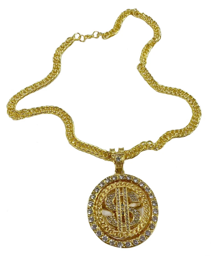 Chunky Metal Dollar Sign Spinner Necklace 1 Chunky Metal Dollar Sign Spinner Necklace