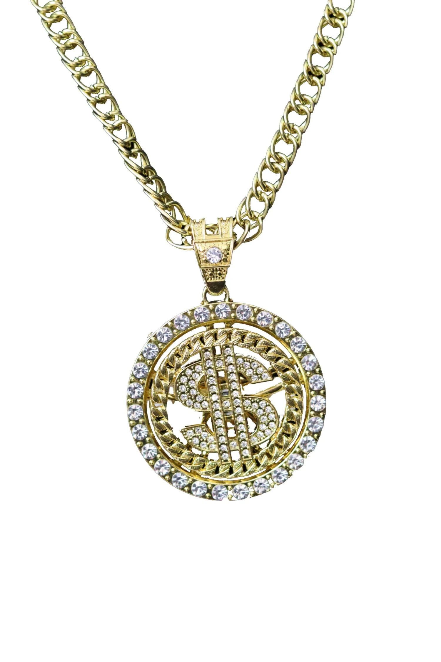 Chunky Metal Dollar Sign Spinner Necklace 2 Chunky Metal Dollar Sign Spinner Necklace - Image 2