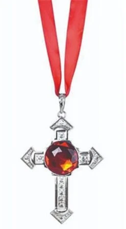 FUNNY FASHION Cross W/Red Jewel Necklace